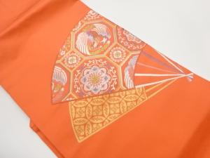 扇に蜀江華紋・鳳凰・七宝模様織出し名古屋帯